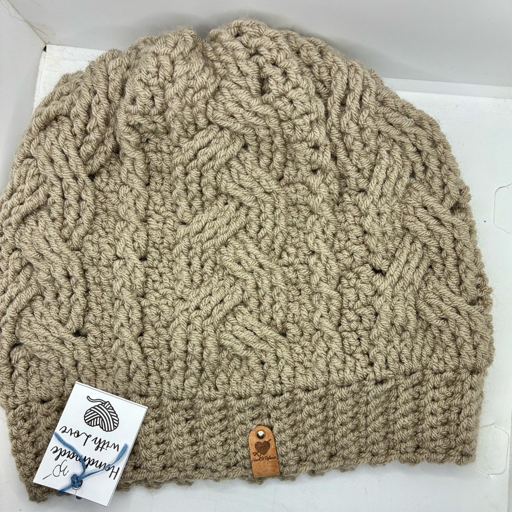 Cozy Knit Chunky Slouchy Beanie in taupe